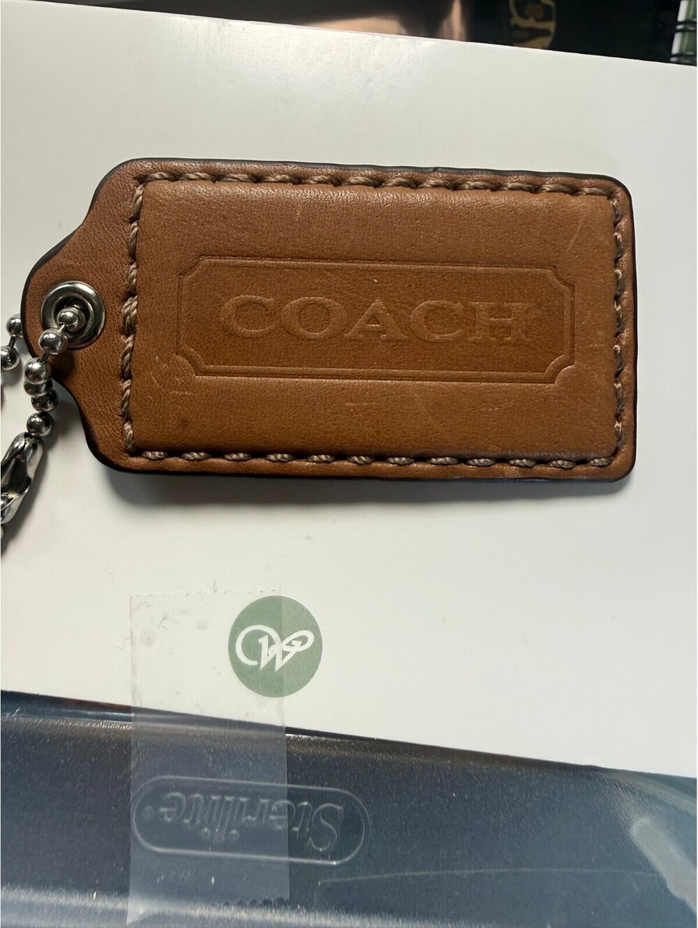 Coach XL Leather Hangtag - Tan (3")